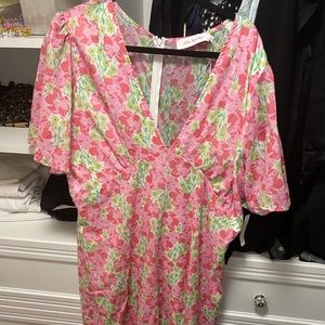 Lisa Says Gah - floral midi dress vneck